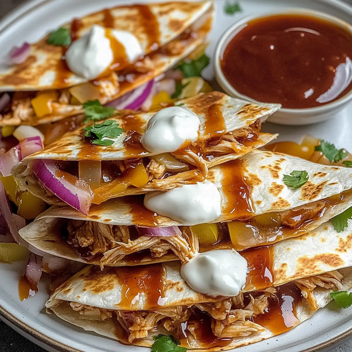 Hot Honey BBQ Chicken Quesadillas