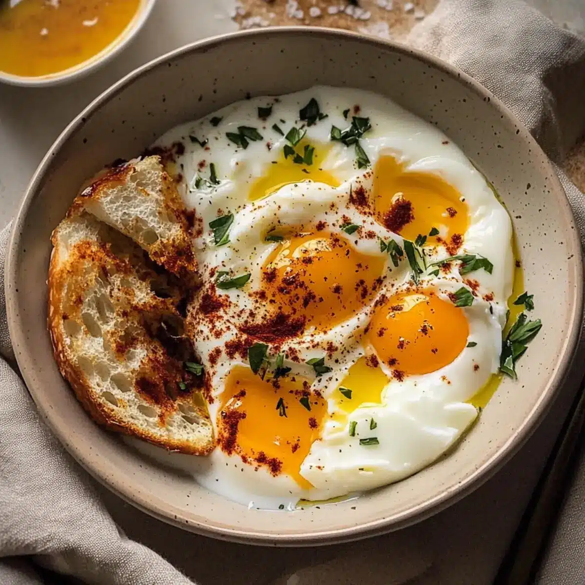 Turkish Eggs with Creamy Yogurt & Butter Sauce