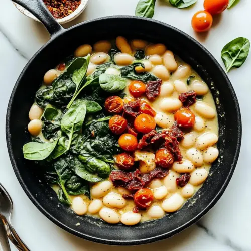 TUSCAN BUTTER BEANS WITH SPINACH AND SUN-DRIED TOMATO