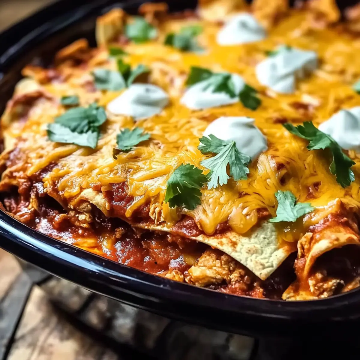 Crockpot Chicken Enchilada Casserole