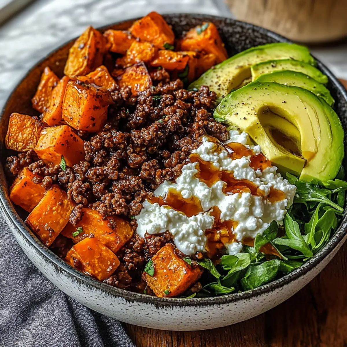 Ground Beef Hot Honey Bowl