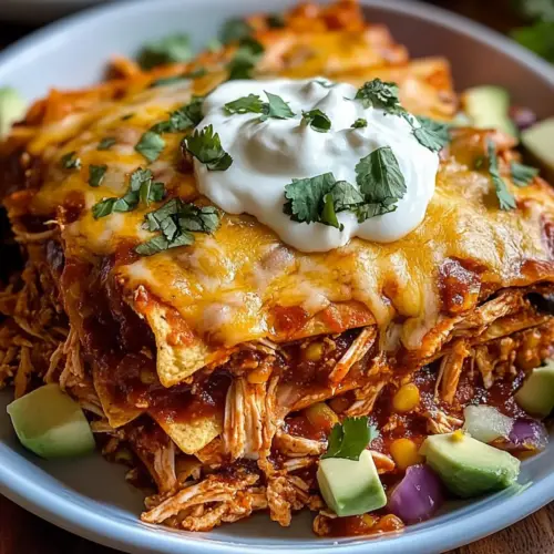 Shredded Chicken Enchilada Casserole