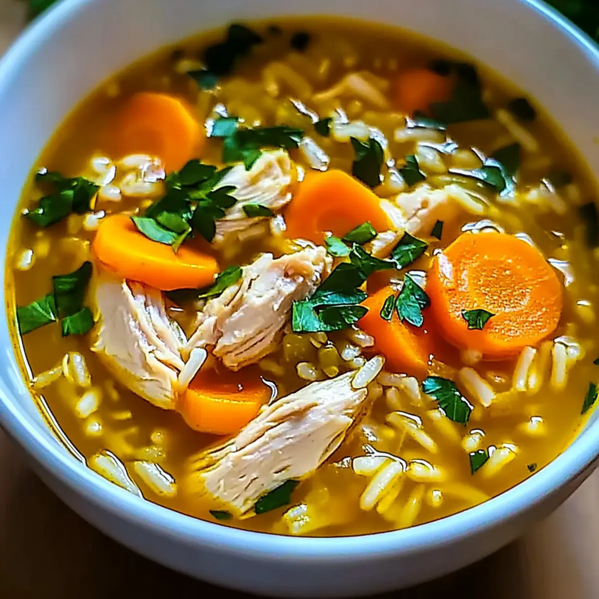 Lemon Ginger Turmeric Chicken and Rice Soup