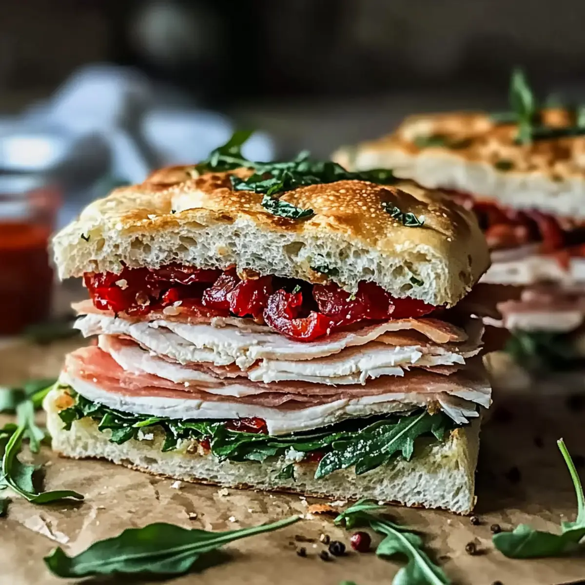Italian Turkey Focaccia Sandwiches