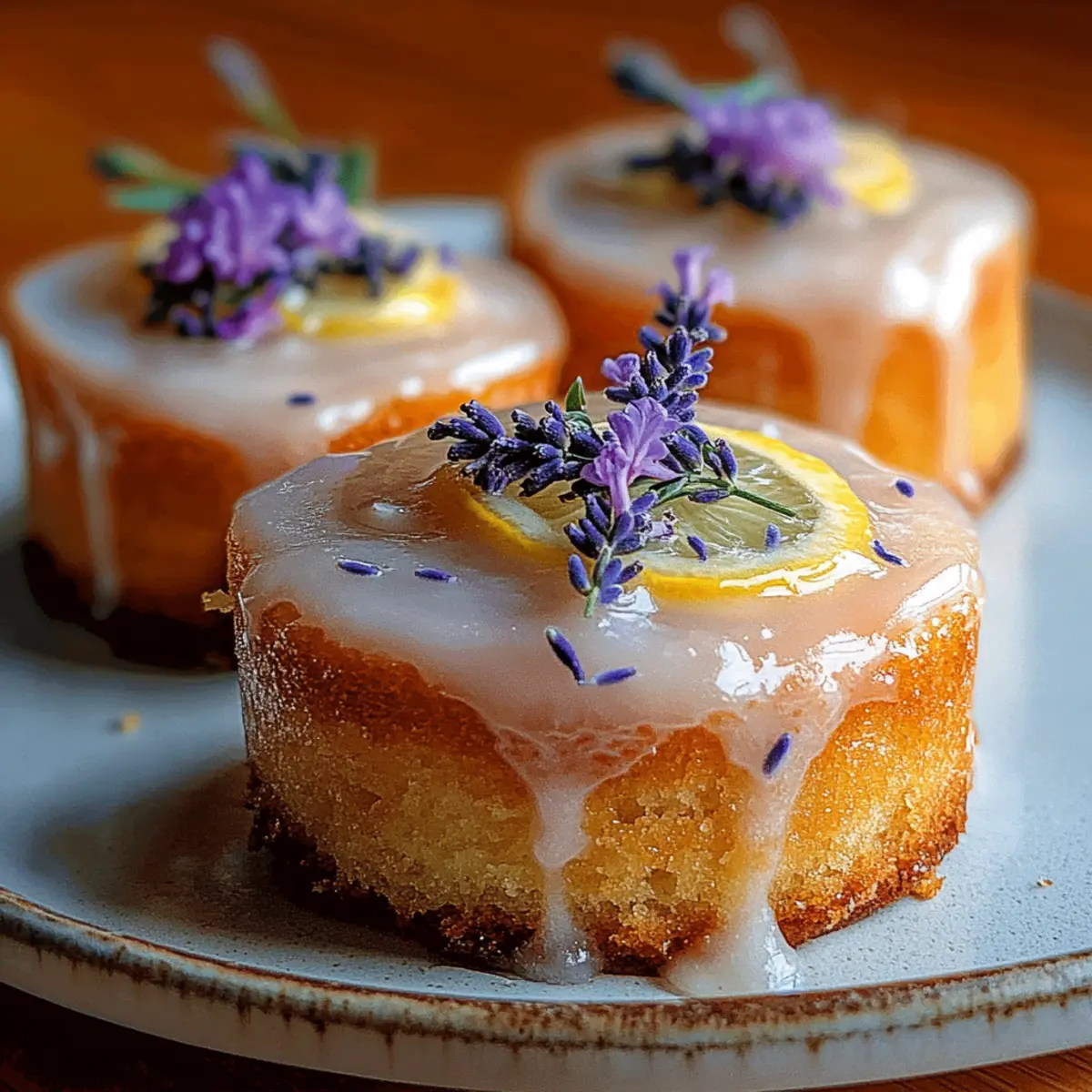 Mini Lemon Cakes with Lavender Glaze