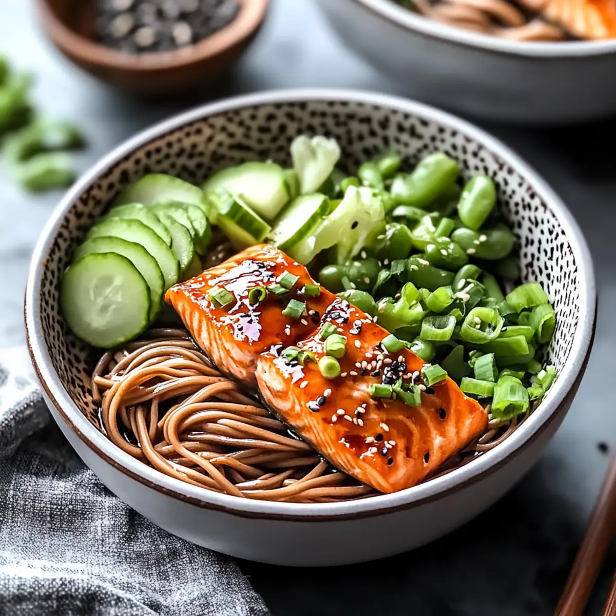 Honey Garlic Salmon Soba Noodle