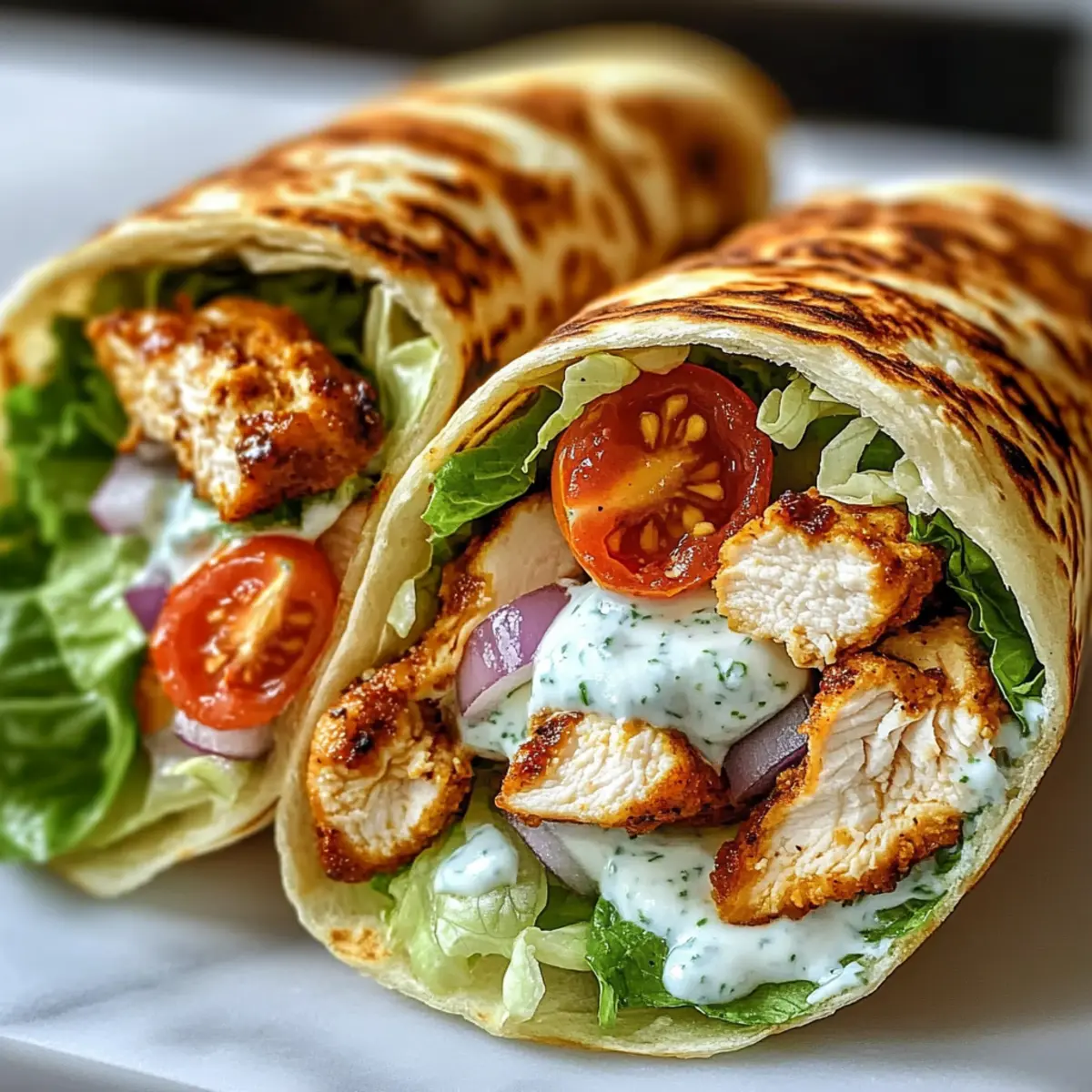 Cottage Cheese Flatbread Chicken Wraps