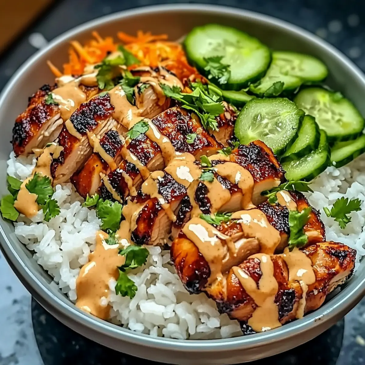 Sweet Chili Chicken Bowl with Coconut Lime Drizzle