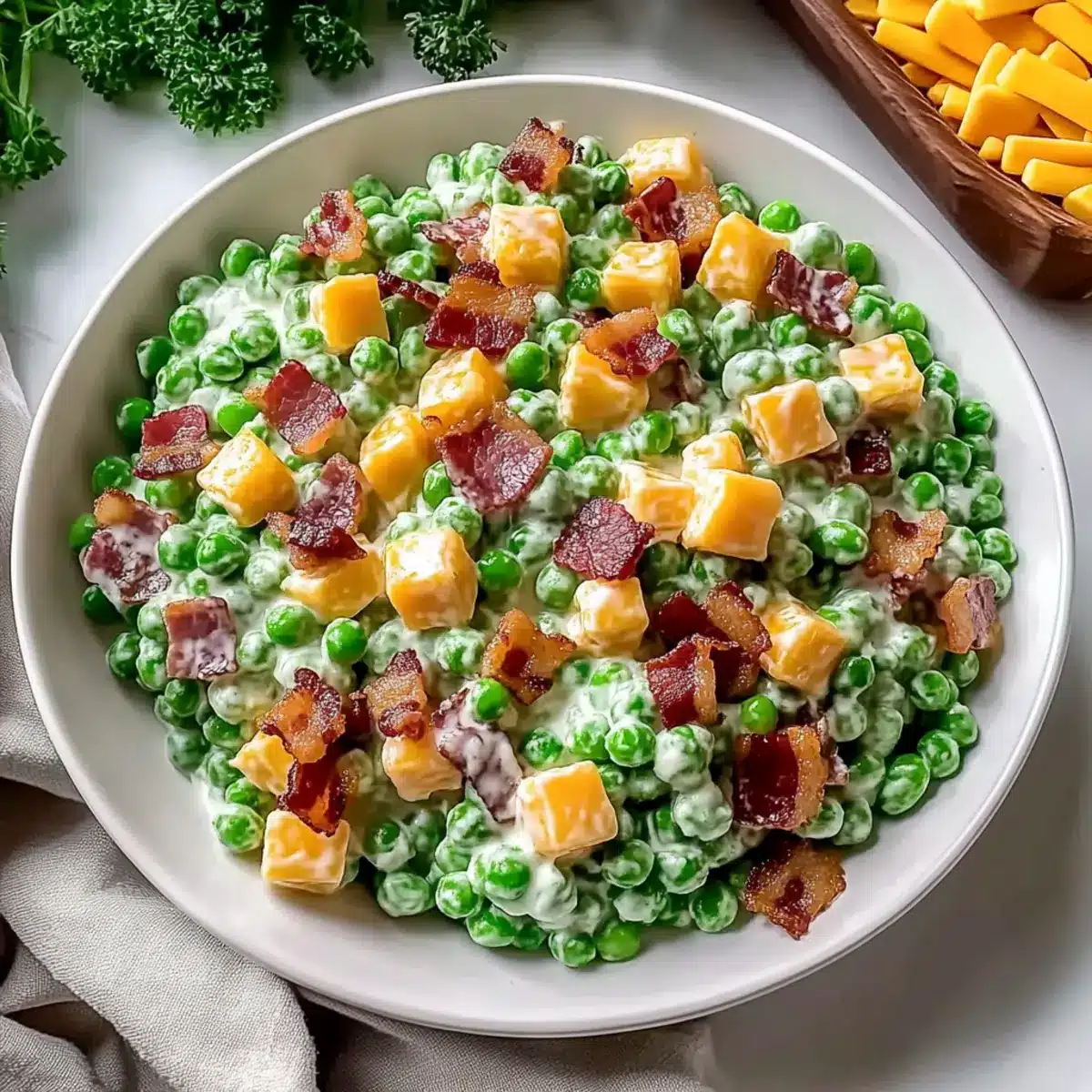 Cheddar Pioneer Woman Pea Salad