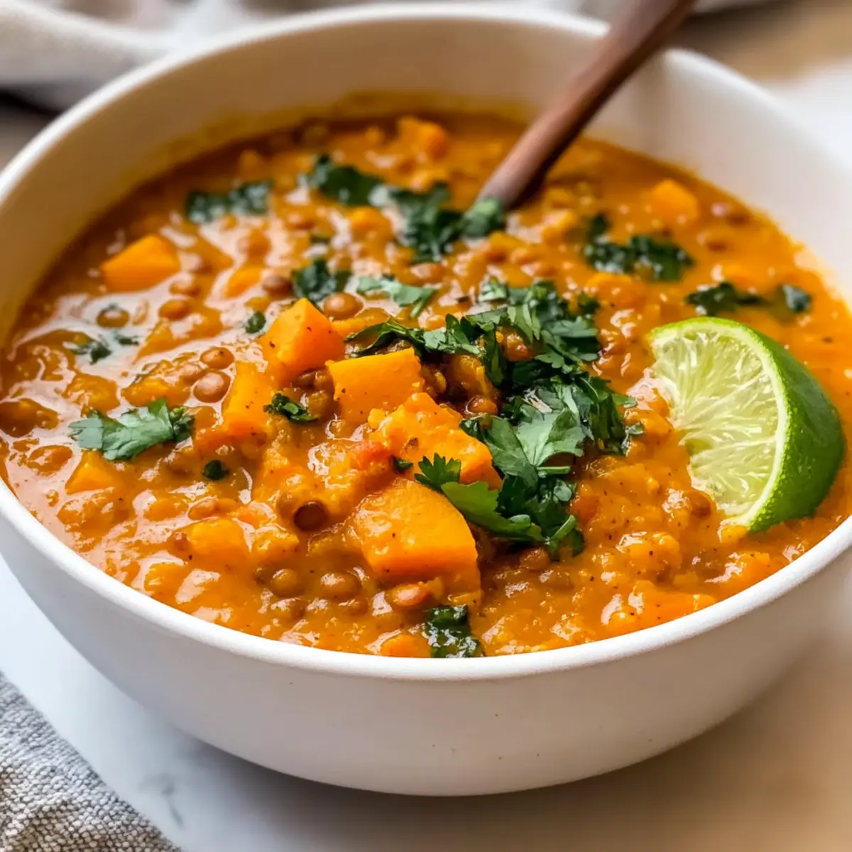 Curried Red Lentil and Sweet Potato Soup