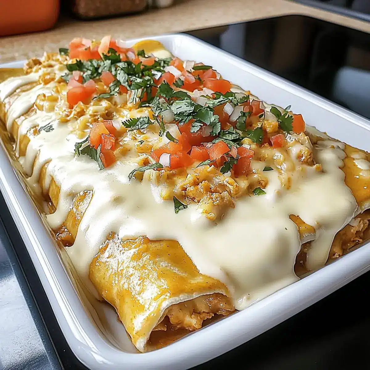 Queso Chicken Enchiladas