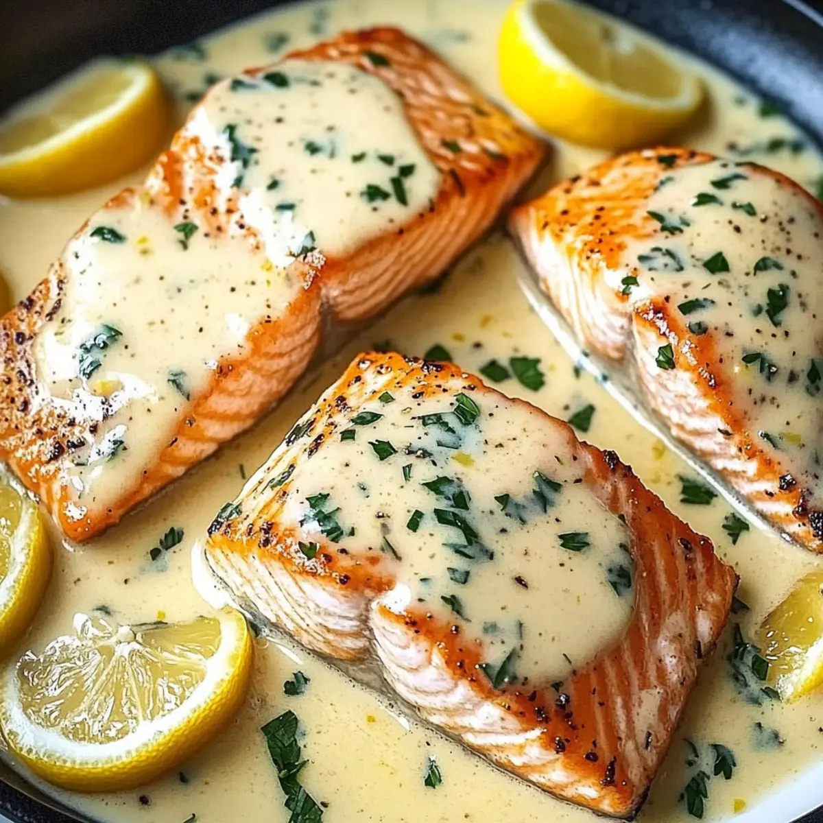Baked Salmon with Lemon Butter Cream Sauce