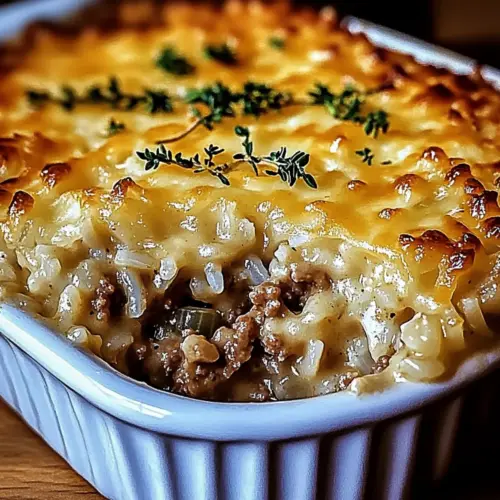 French Onion Ground Beef and Rice Casserole